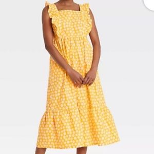 WHO WHAT WEAR yellow dot dress
